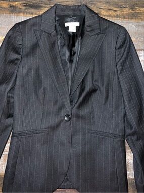Ann Klein Tailored Pinstripe Women's Black Blazer Jacket